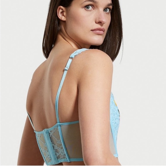 Dream Angels Lace Unlined Corset Bra Top lemon Print baby blue small DD NWT - Picture 2 of 11